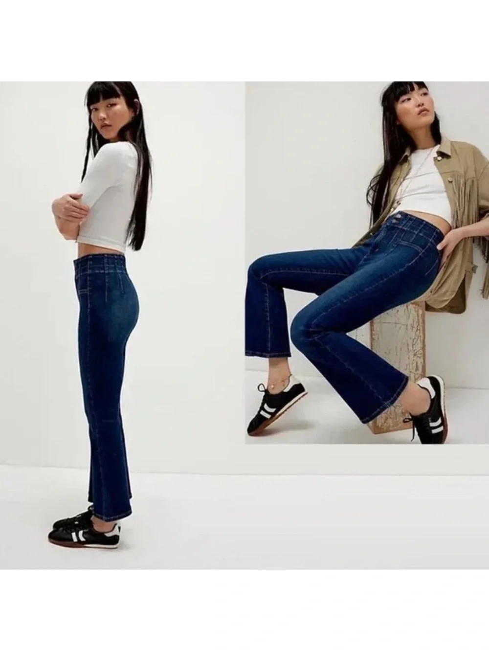 Free People We The Free Jayde Crop Flare Dark Blue Jeans Size 28